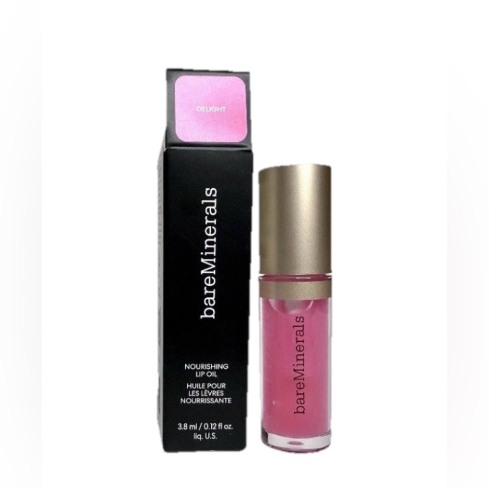 bareMinerals Nourishing Lip Oil Pink  DELIGHT - Full Size Boxed .12fl oz
